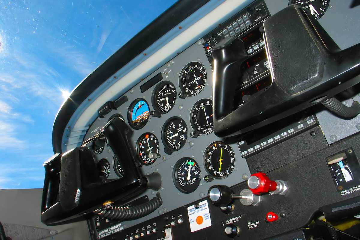 Interior view of a general aviation airplane - Flight Instruments