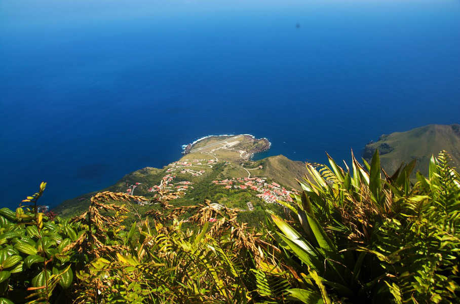 View from Mt Scenery - Saba and the Juancho E Yrausquin Airport