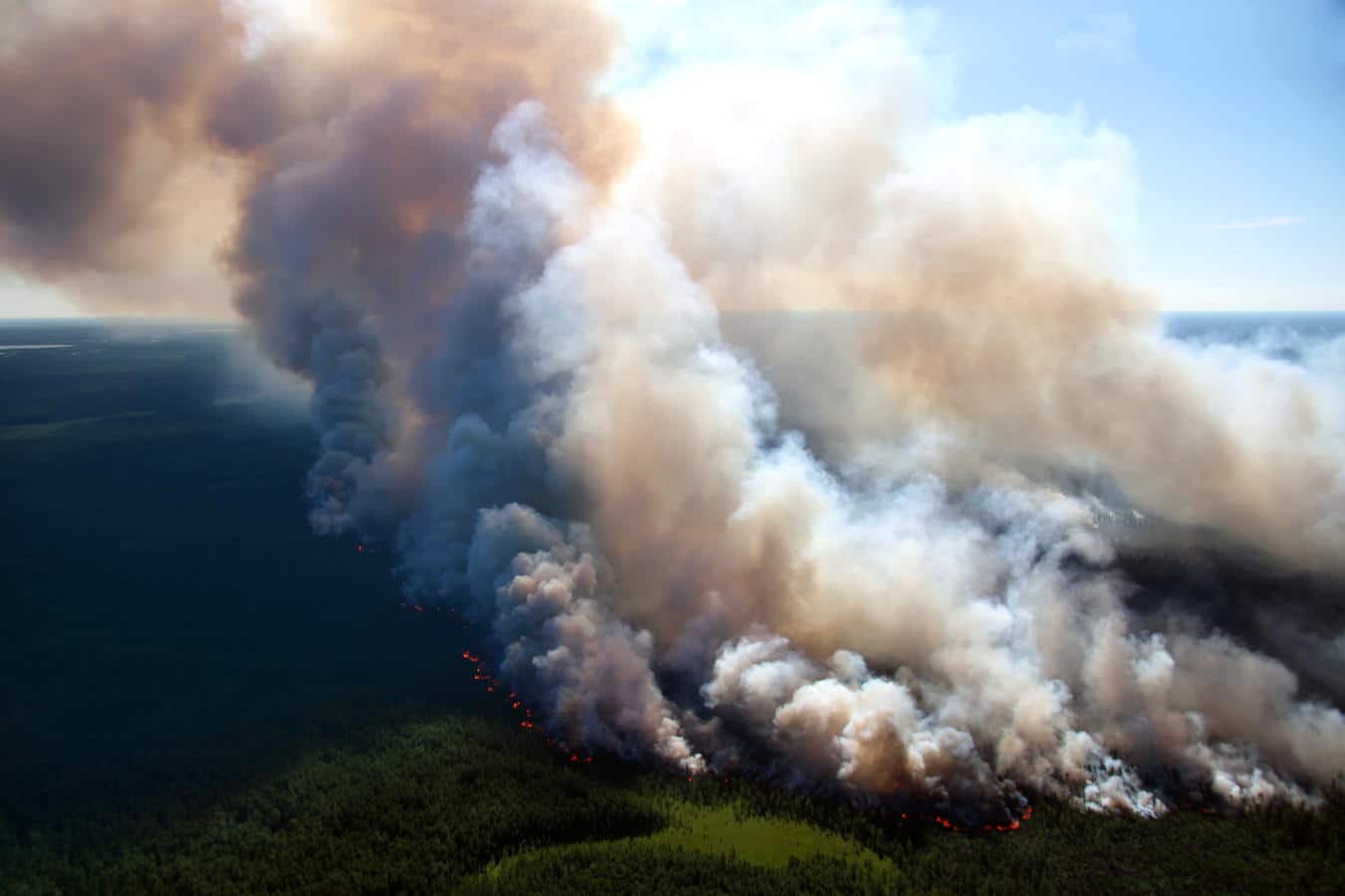 An aerial view of forest fires, which cause TFRs to be set in place.