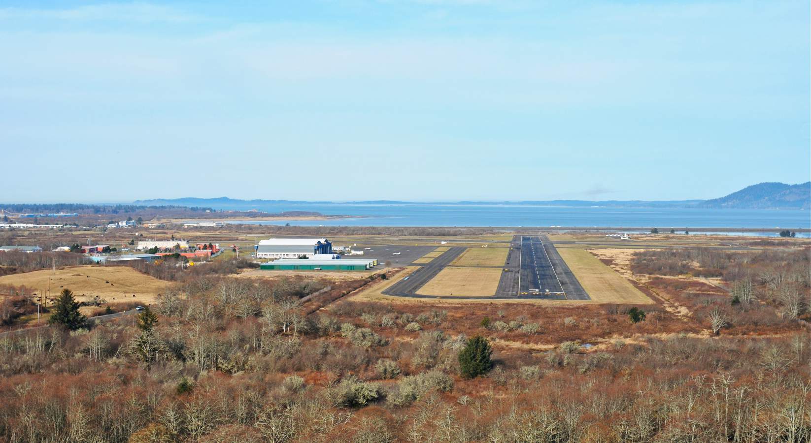 Photo of the approach to the Astoria Regional airport when you visit Astoria Oregon.