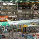 A photo from the Boeing Factory Tour, in the Boeing factory located at Paine Field.