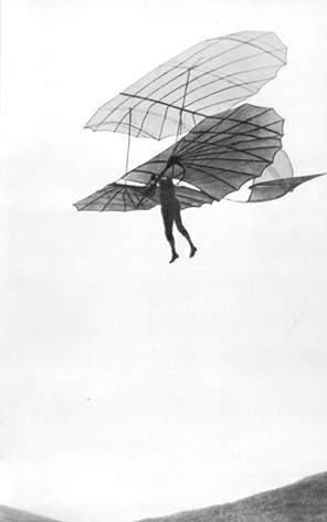 Otto Lilienthal during a test glide