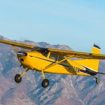 The Cessna 185 Skywagon in flight over the Salt Lake Valley