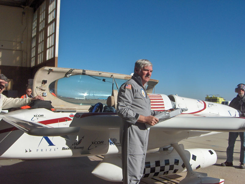 Dick Rutan getting ready to test the XCOR rocket