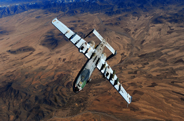 A-10 Thunderbolt II, or A-10 Warthog, flying above the Afghanistan desert