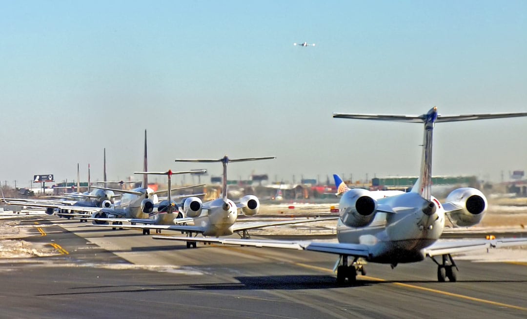 Airliners waiting to take off at JFK Airport - FAA Pays Visit To JFK Airport To Test FBI Drone Detection System