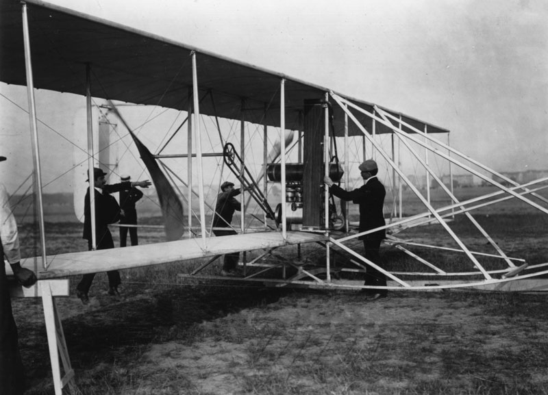 Orville Wright and the Wright Flyer, a key aircraft in aviation history