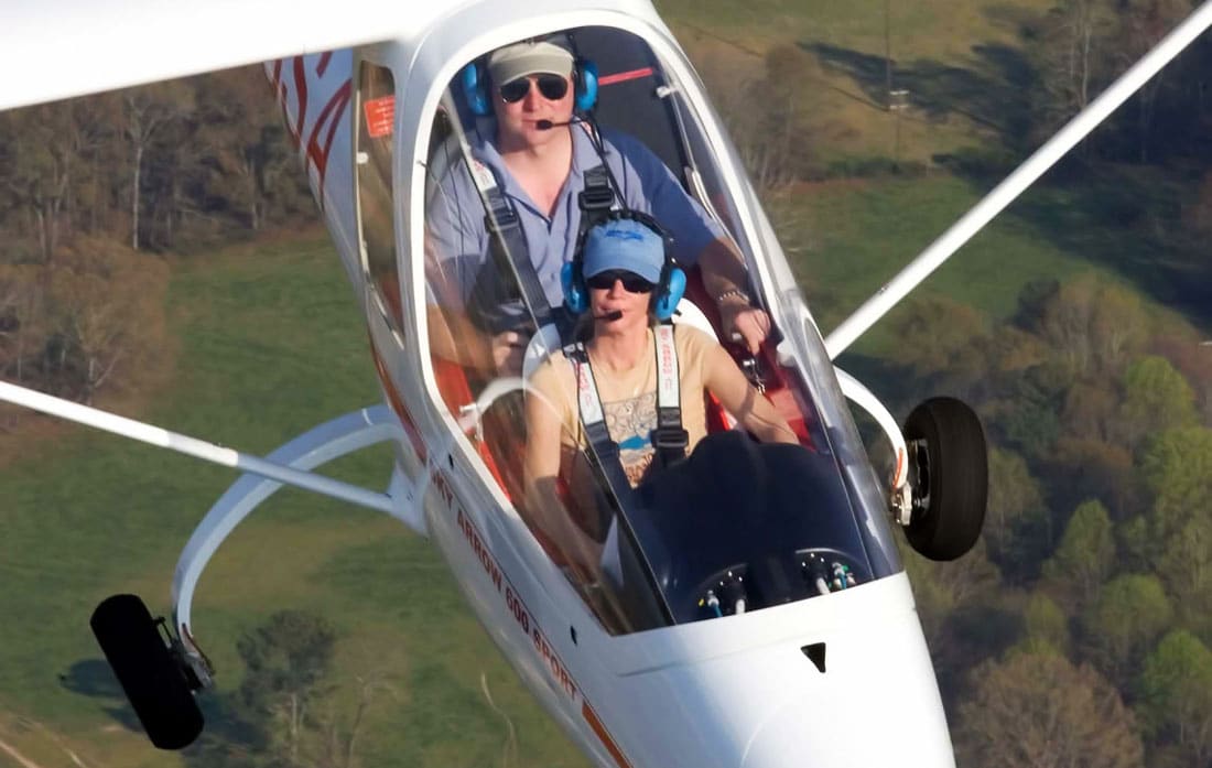 Flight Instructor and student pilot in a Sky Arrow as part of the Able Flight program