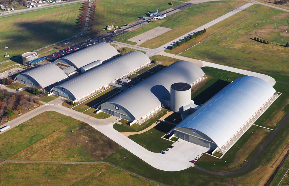 An aerial view of the Air Force Museum near Dayton, Ohio