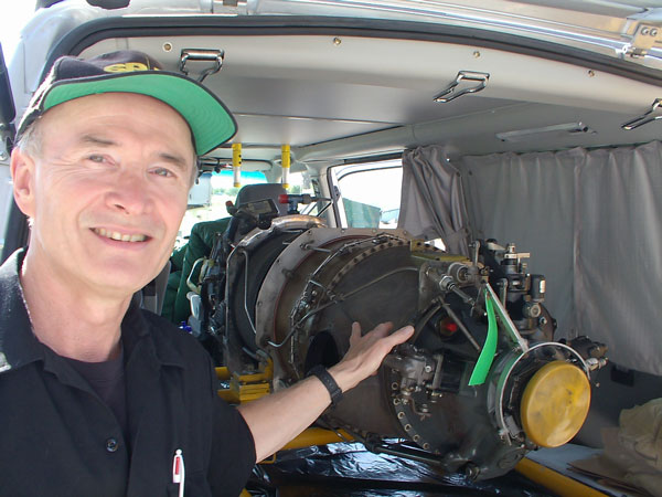 Steve Wightman and the turbine engine for his Super Seawind aircraft