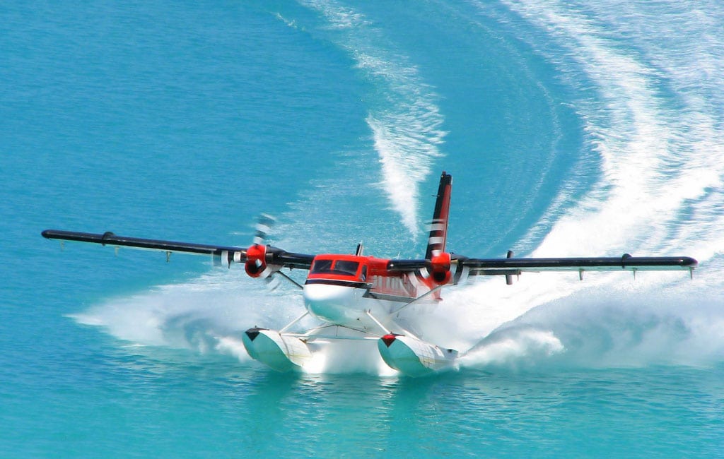 A DHC-6 aircraft on the water - Lithium Ion Aircraft Battery Receives TCCA Certification for Twin Otter
