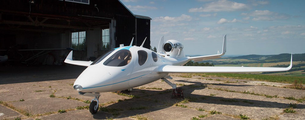 The Flaris Lar 1 light business jet with the new engine mounted