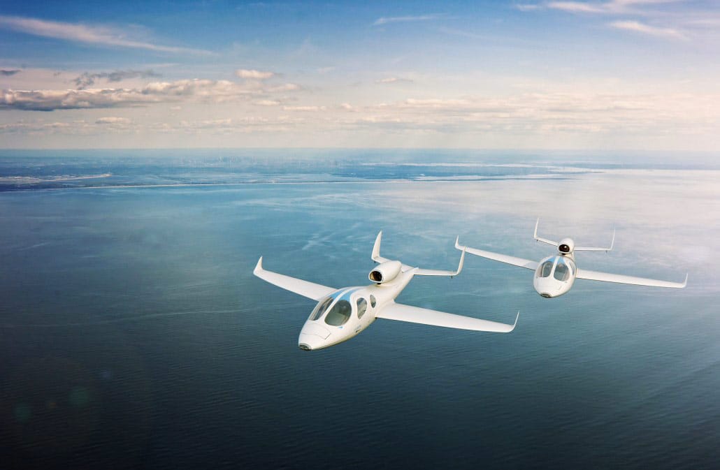 A concept photo of the Flaris Lar 1 in flight