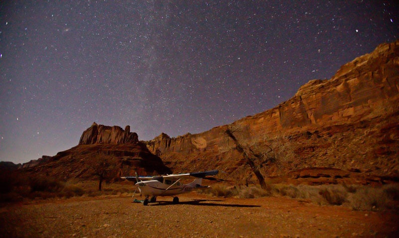 Cessna 206 at Utah Mexican Mountain backcountry airstrip