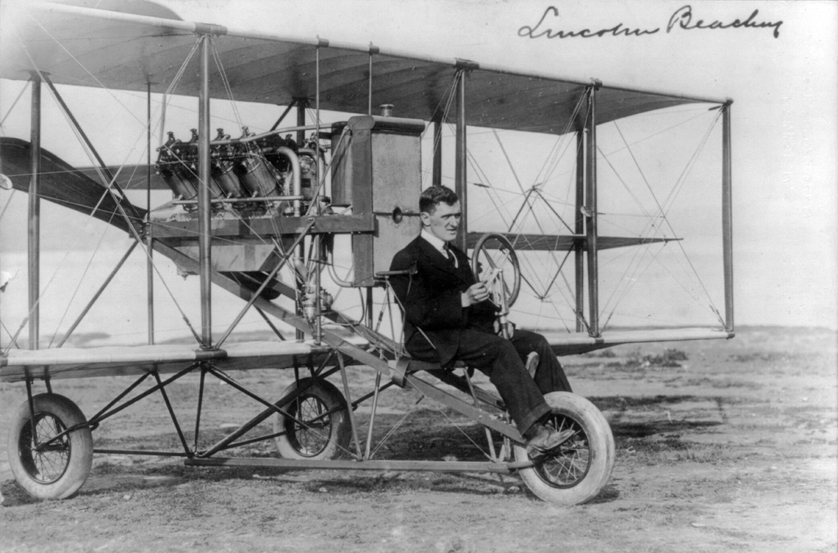 Lincoln J. Beachey seated in one of his planes