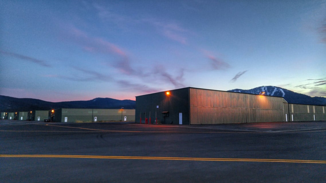 Hangars at dusk after a Flight Lesson