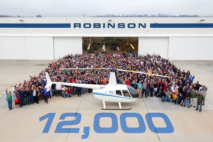 Photo of the Robinson R66 Helicopter that is the 12000th Robinson Helicopter delivered