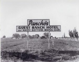 The original sign from Pancho Barnes' Happy Bottom Riding Club.