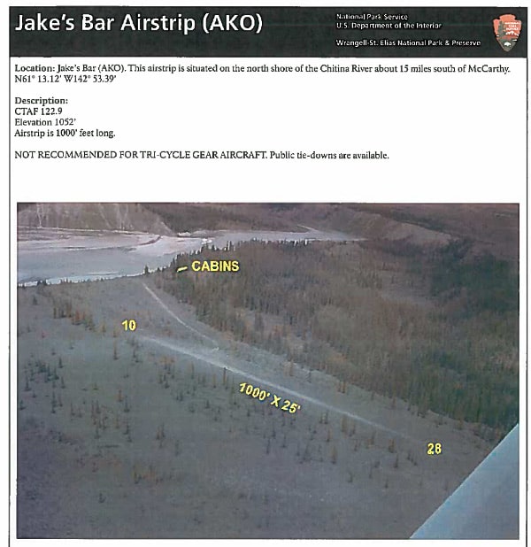 Aerial view of Jake's Bar airstrip