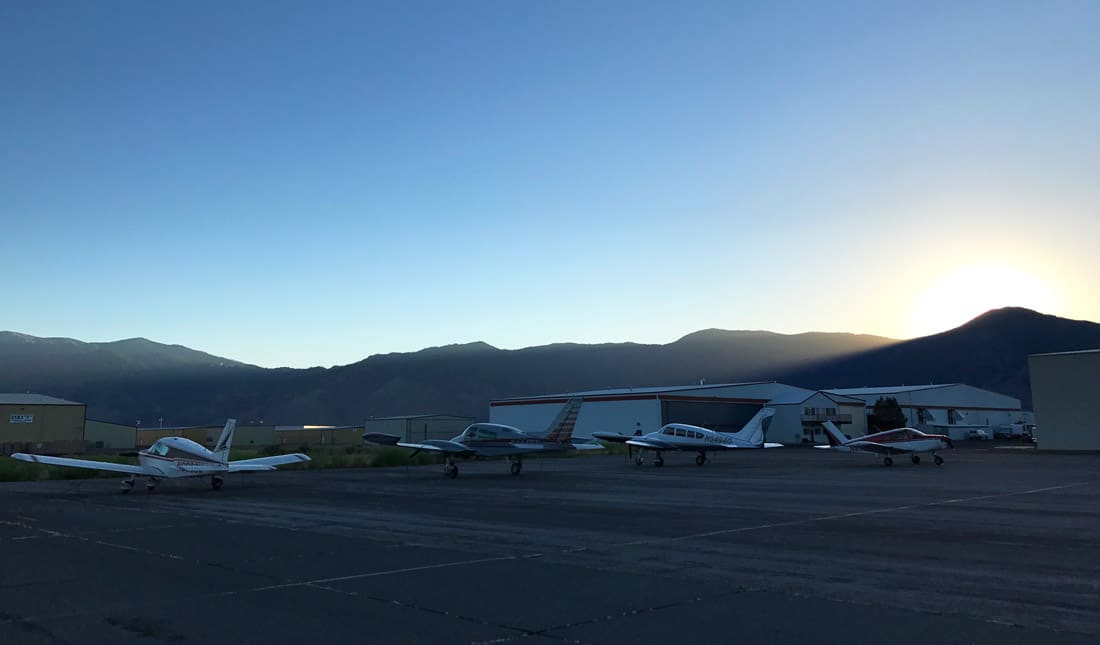 Airplanes on the ramp at a general aviation airport