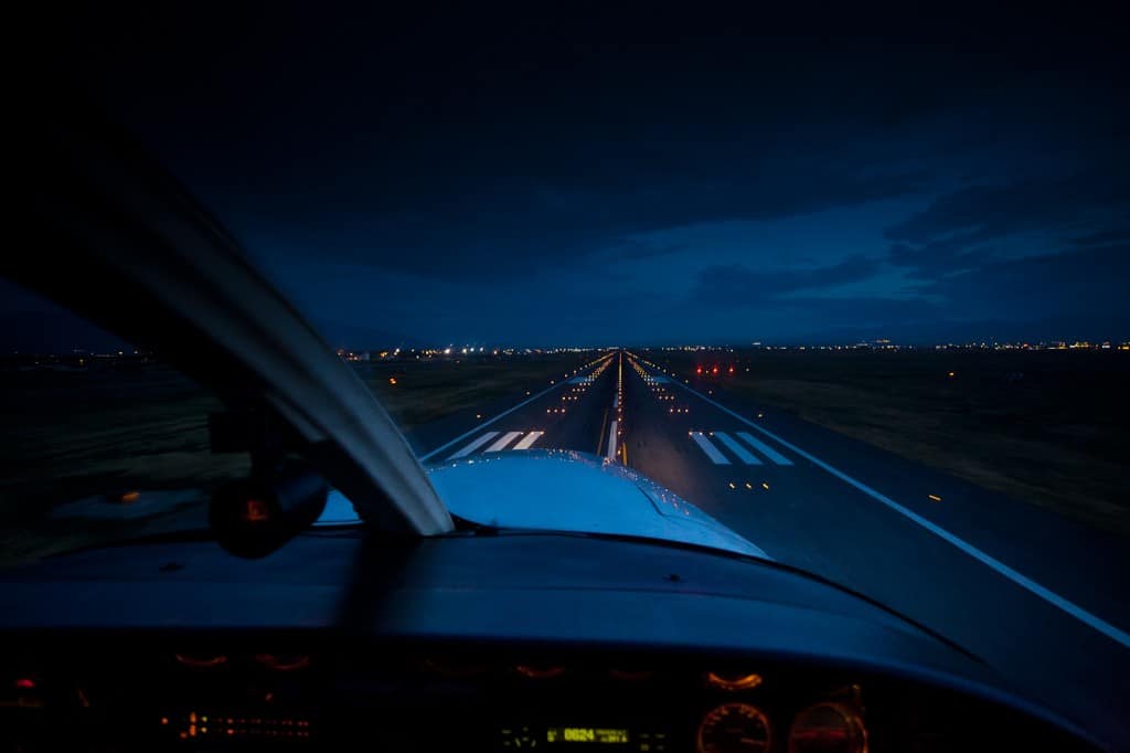 Plane Landing At Night