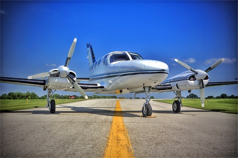 Cessna 421B on the runway