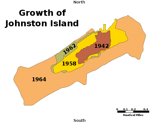 Map showing expansion of Johnson Island - Ghost Airports