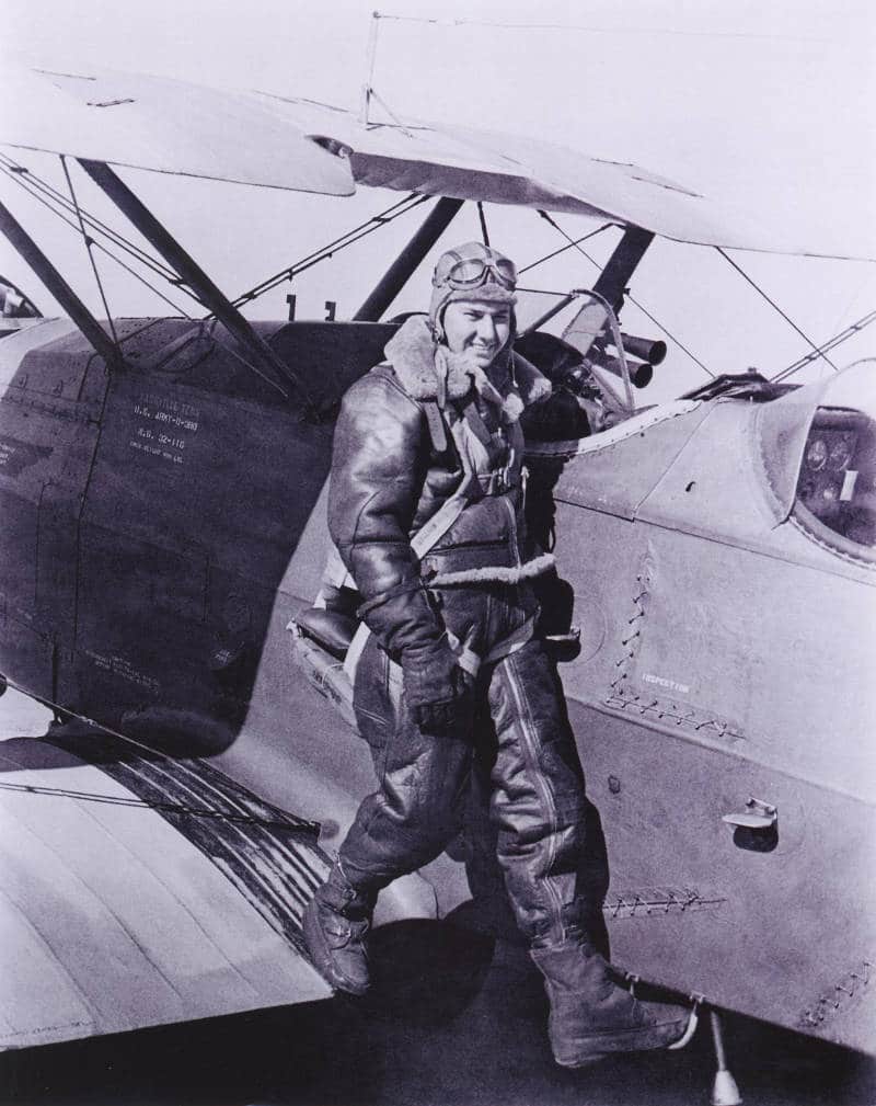 Aviator Bob Hoover at 18 years old, preparing to fly.