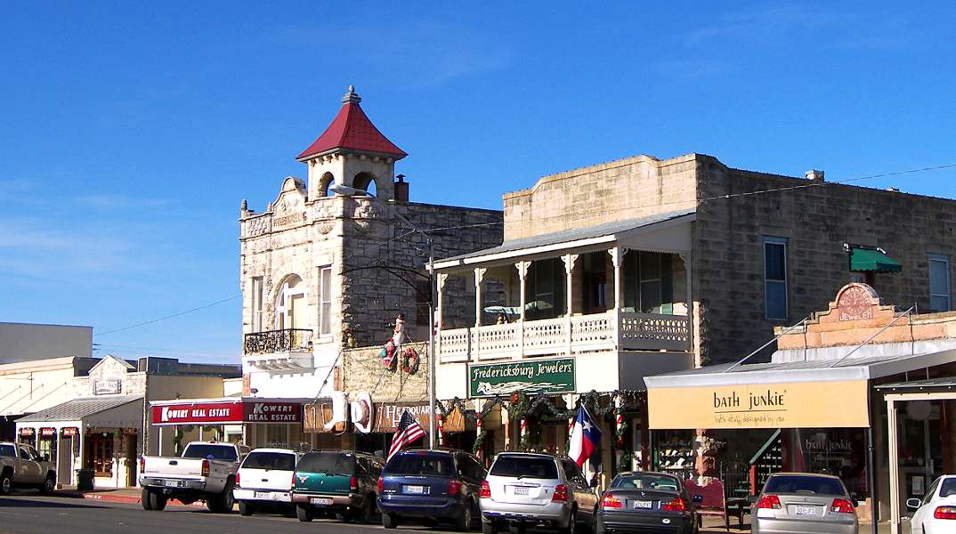 Historic downtown district of Fredericksburg TX.