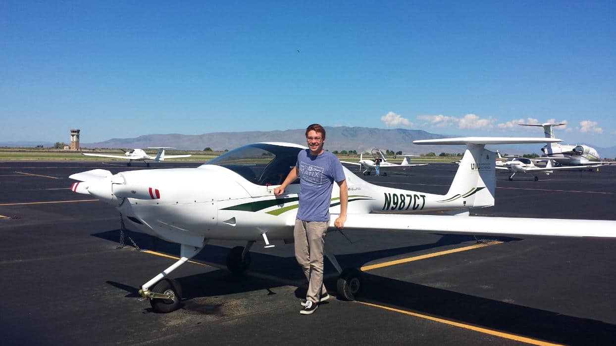 A diamond DA20 and student pilot learning to fly with it.