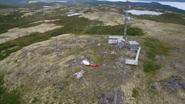 Helicopter crash site where a pilot flying a helicopter was brought down by a wire strike.