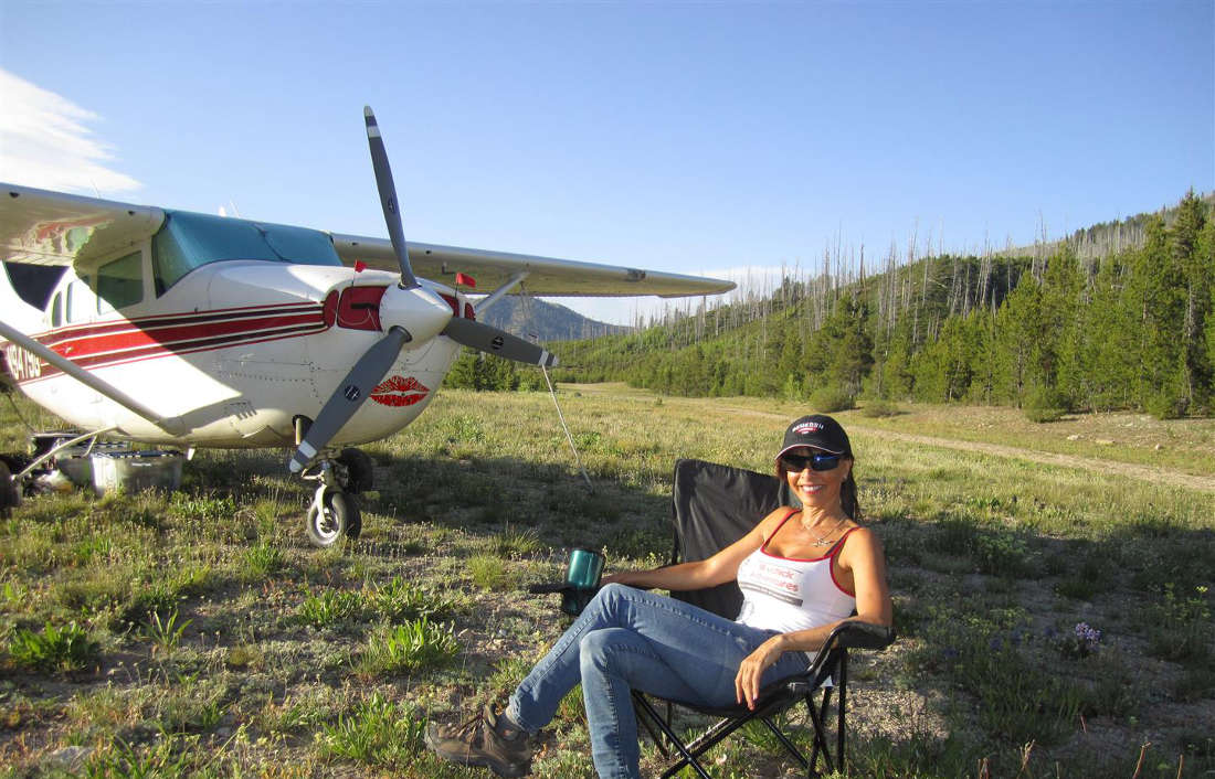 A Cessna 206 Stationair in the backcountry, with pilot Skychick