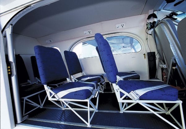 The cargo area in a Pilatus PC-6 Porter