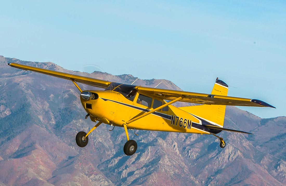 The Cessna 185 Skywagon in flight over the Salt Lake Valley