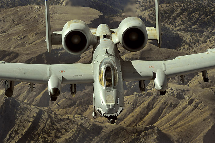 A-10 Thunderbolt II, or A-10 Warthog, flying above the Afghanistan desert
