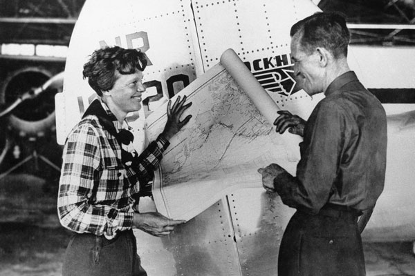 Amelia Earhart and navigator Fred Noonan