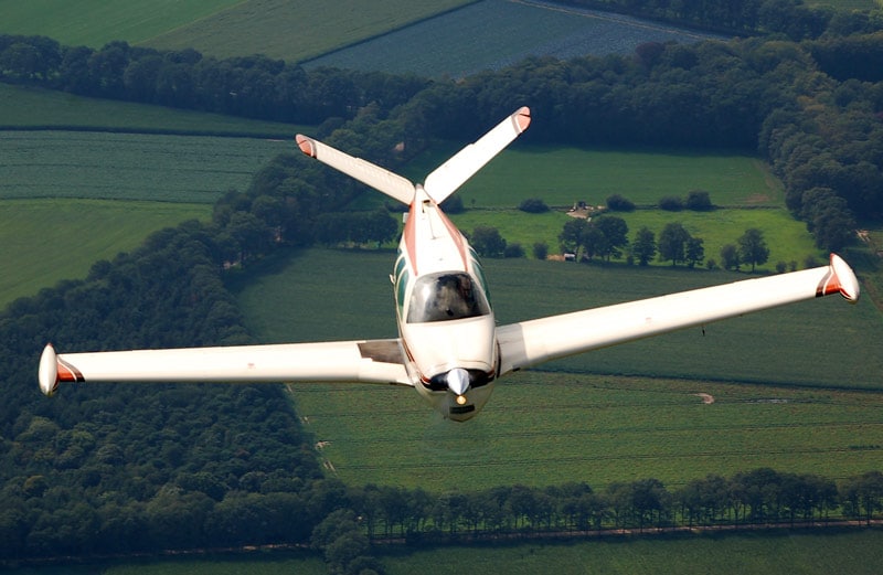 Beechcraft Bonanza aircraft with a v-tail