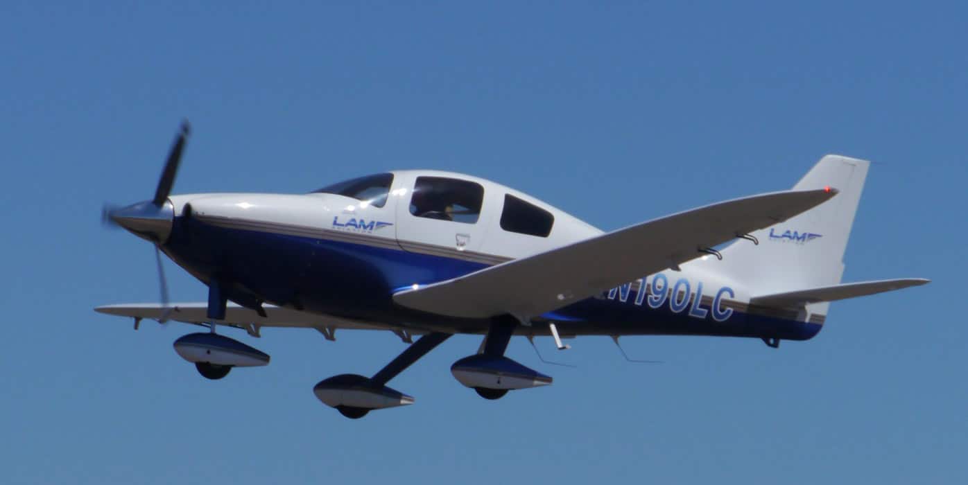 A Columbia 300 in flight, featuring the LAM Aero System