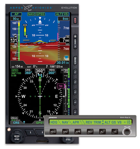 Evolution Flight Display with 55X autopilot