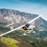 Pipistrel Alpha Electro in flight, an electric aircraft