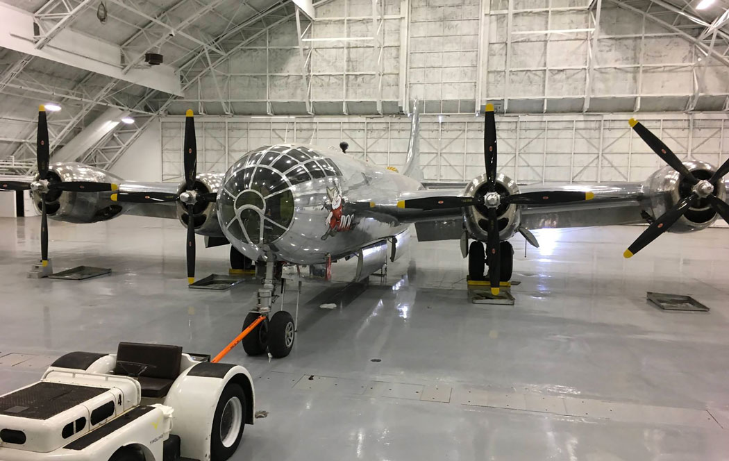 Restored B-29 Superfortress Doc in the hangar