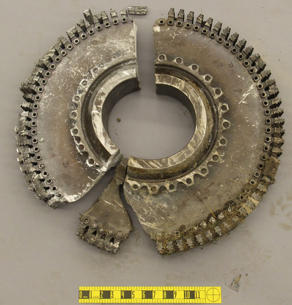 Engine disk pieces from American Airlines Flight 383 engine failure