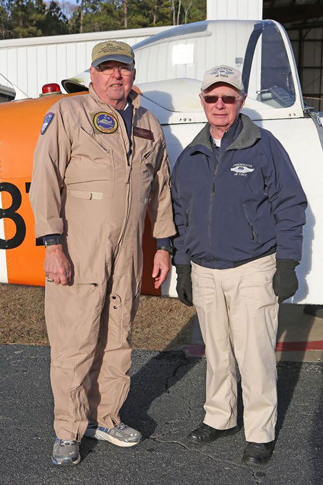 Pilots General George Harrison and Jack Van Ness Beechcraft T-34B Mentor aircraft