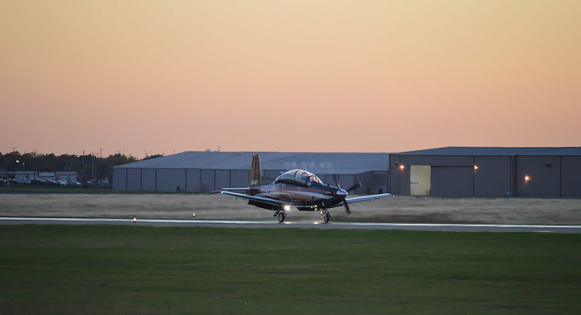 T-6 Texan on the runway using Advent eABS