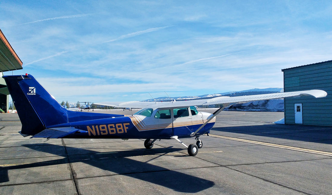 A Cessna 172 Skyhawk, at KTRK, where a student pilot is learning proper emergency engine out procedure.