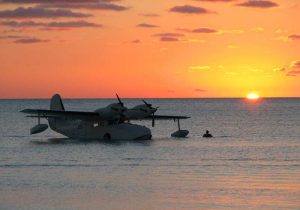 grumman goose at sunset