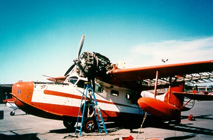 Grumman Goose N703 being worked on.